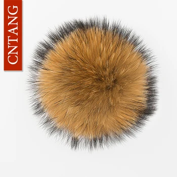 CNTANG 15cm Nekilnojamojo Meškėnas Kailių Purus Pompoms Natūralus Originali Fox Fur Pom Pom Bžūp Moterų Žiemą Kepurės Aukštos Kokybės Priedai
