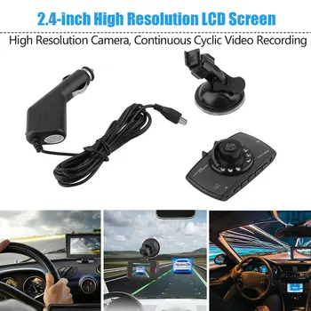 720P Automobilių DVR Kamera Brūkšnys Cam Video 2,4 colių LCD DisplayNight Transporto priemonės Diktofonas