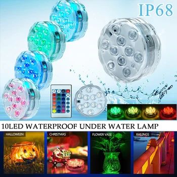 LED RGB šviesos LED Povandeninis Žibintas Nuotolinio valdymo IP68 Vandeniui Baseinas Žibintas su baterijomis, už Vestuves D30