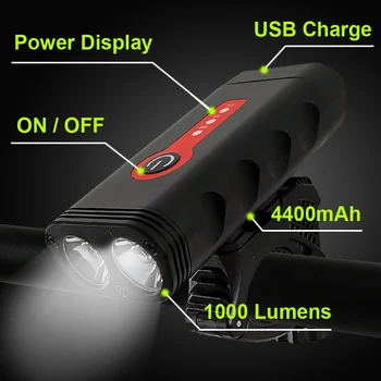 1000 Liumenų Dviračių Šviesa Nustatyti L2 Dviračio Žibintuvėlis USB Įkrovimo IPX6 Vandeniui Dviračių Lempos MTB priekinis žibintas LED Galiniai Priekinės Šviesos